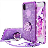 Glitter Powder with Ring Holder Stand and Strap Phone Case Back Cover for iPhone XS Max/XR/XS/X/8 Plus/8/7 Plus/7/6s Plus/6s/6 Plus/6 - halloladies
