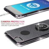 Glitter Powder with Ring Holder Stand and Strap Phone Case Back Cover for iPhone XS Max/XR/XS/X/8 Plus/8/7 Plus/7/6s Plus/6s/6 Plus/6 - halloladies