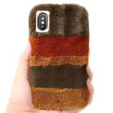 Rabbit Fluffy Fur Plush Hair Stripe Soft TPU Phone Case Back Cover - iPhone XS Max/XR/XS/X/8 Plus/8/7 Plus/7/6s Plus/6s/6 Plus/6 - halloladies