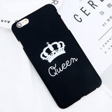 Couple Matching KING Queen Crown Slim Matte Hard PC Phone Case Back Cover - iPhone XS Max/XR/XS/X/8 Plus/8/7 Plus/7/6s Plus/6s/6 Plus/6 - halloladies