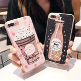 Luxury Cute Drink Bottle Ice Cream Glitter Star Dynamic Liquid Quicksand Phone Case Back Cover - iPhone XS Max/XR/XS/X/8 Plus/8/7 Plus/7/6s Plus/6s/6 Plus/6 - halloladies