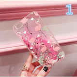 Flamingo Glitter Dynamic Liquid Silicone Phone Case Back Cover - iPhone XS Max/XR/XS/X/8 Plus/8/7 Plus/7/6s Plus/6s/6 Plus/6 - halloladies