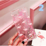 Flamingo Glitter Dynamic Liquid Silicone Phone Case Back Cover - iPhone XS Max/XR/XS/X/8 Plus/8/7 Plus/7/6s Plus/6s/6 Plus/6 - halloladies