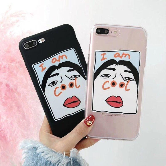 Funny Cartoon Couples I AM COOL Ultra Slim Soft TPU Phone Case Back Cover - iPhone 12 Pro Max/12 Pro/12/12 Mini/SE/11 Pro Max/11 Pro/11/XS Max/XR/XS/X/8 Plus/8 - halloladies