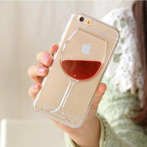 3D Hot Red Wine Glass Liquid Quicksand Phone Case Back Cover for iPhone XS Max/XR/XS/X/8 Plus/8/7 Plus/7/6s Plus/6s/6 Plus/6 - halloladies