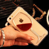 3D Hot Red Wine Glass Liquid Quicksand Phone Case Back Cover for iPhone XS Max/XR/XS/X/8 Plus/8/7 Plus/7/6s Plus/6s/6 Plus/6 - halloladies