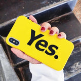 Fashion Funny YES Print Ultra Thin Yellow Phone Case Back Cover - iPhone XS Max/XR/XS/X/8 Plus/8/7 Plus/7/6s Plus/6s/6 Plus/6 - halloladies