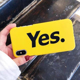 Fashion Funny YES Print Ultra Thin Yellow Phone Case Back Cover - iPhone XS Max/XR/XS/X/8 Plus/8/7 Plus/7/6s Plus/6s/6 Plus/6 - halloladies