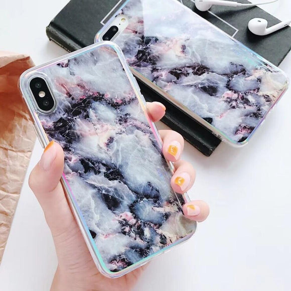 Laser Marble IMD Phone Case Back Cover - iPhone XS Max/XR/XS/X/8 Plus/8/7 Plus/7/6s Plus/6s/6 Plus/6 - halloladies