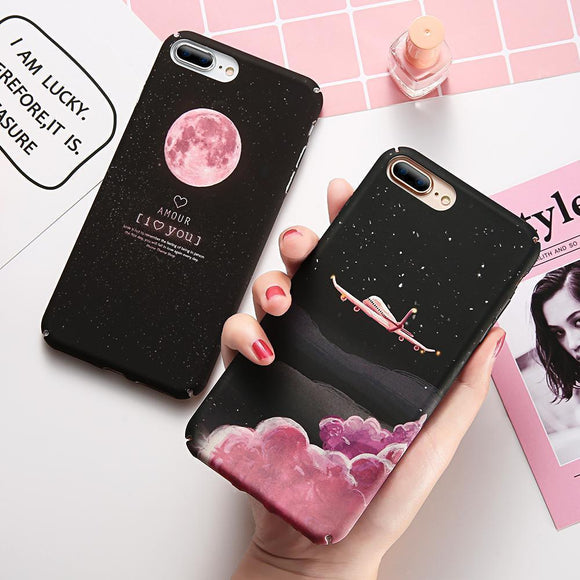 Luminous Moon Airplane Phone Case Back Cover - iPhone XS Max/XR/XS/X/8 Plus/8/7 Plus/7/6s Plus/6s/6 Plus/6 - halloladies