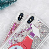 Sexy Repellent Spray Bitch Away Heart Quicksand Glitter Liquid Phone Case Back Cover - iPhone X/8 Plus/8/7 Plus/7/6s Plus/6s/6 Plus/6 - halloladies