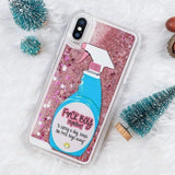 Sexy Repellent Spray Bitch Away Heart Quicksand Glitter Liquid Phone Case Back Cover - iPhone X/8 Plus/8/7 Plus/7/6s Plus/6s/6 Plus/6 - halloladies