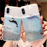 Cartoon Whale Fish Glitter Star Dynamic Liquid Quicksand Phone Case Back Cover - iPhone 12/12pro/12 promax/12mini/11/11pro/11promax/XS Max/XR/XS/X/8 Plus/8/7 Plus/7/6s Plus/6s/6 Plus/6 - halloladies