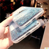 Cartoon Whale Fish Glitter Star Dynamic Liquid Quicksand Phone Case Back Cover - iPhone 12/12pro/12 promax/12mini/11/11pro/11promax/XS Max/XR/XS/X/8 Plus/8/7 Plus/7/6s Plus/6s/6 Plus/6 - halloladies